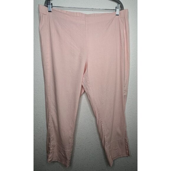J Jill Linen Stretch Pants Womens Large Pink Pull On Split Leg Ankle Pant Crop - Picture 1 of 11